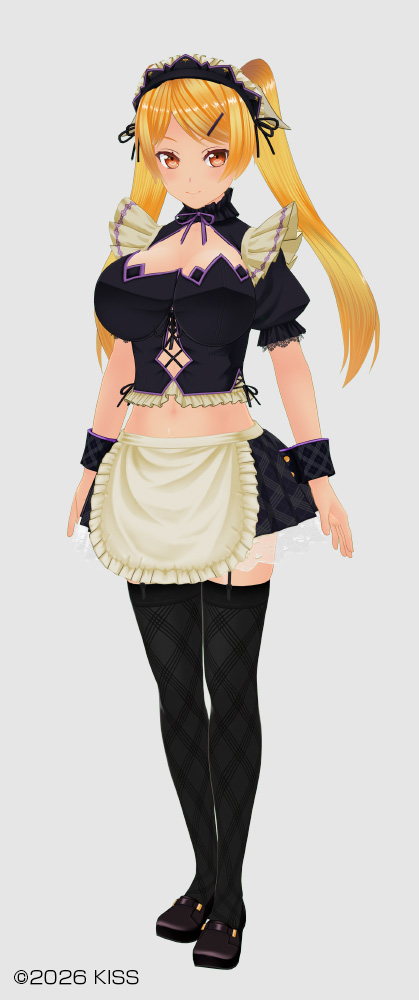 セクシーメイド服／ツンデレ髪型（ショートレイヤー、ツイン用バインドヘアー、ロングツインテール）／シンプルヘアピン／キュートリボン